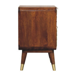Artisan Furniture Avora Brass Embossed 2 Drawer Chestnut Nightstand - thumbnail 9
