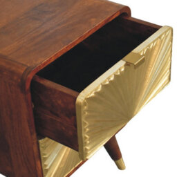 Artisan Furniture Avora Brass Embossed 2 Drawer Chestnut Nightstand - thumbnail 7