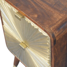Artisan Furniture Avora Brass Embossed 2 Drawer Chestnut Nightstand - thumbnail 6