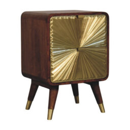 Artisan Furniture Avora Brass Embossed 2 Drawer Chestnut Nightstand - thumbnail 3