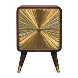 Artisan Furniture Avora Brass Embossed 2 Drawer Chestnut Nightstand - thumbnail 2