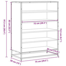 Berkfield Shoe Cabinet Brown Oak 75X38X97.5 Cm Engineered Wood And Metal - thumbnail 9
