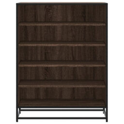 Berkfield Shoe Cabinet Brown Oak 75X38X97.5 Cm Engineered Wood And Metal - thumbnail 4