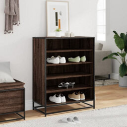 Berkfield Shoe Cabinet Brown Oak 75X38X97.5 Cm Engineered Wood And Metal - thumbnail 3