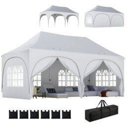 Outsunny 3 X 6M Pop Up Gazebo With Sides, Peak Top Garden Party Tent Marquee - thumbnail 2