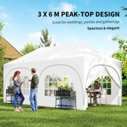 Outsunny 3 X 6M Pop Up Gazebo With Sides, Peak Top Garden Party Tent Marquee - thumbnail 4