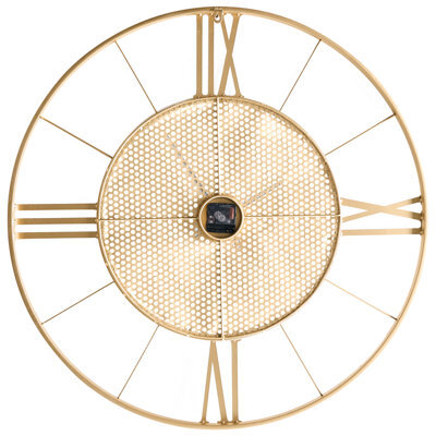 Auric Home 80Cm Gold Metal Wall Clock - Oversized Industrial Scandi Timepiece By Wyld And Coco - image 1