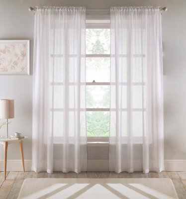 "Tyrone Textiles Eden White 100% Recycled Plain Voile Panel - Pair 140 X 137 Cm (55X54"")" - image 1