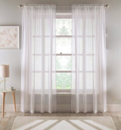 "Tyrone Textiles Eden White 100% Recycled Plain Voile Panel - Pair 140 X 137 Cm (55X54"")" - thumbnail 1