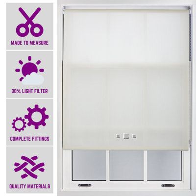 Chrome Triple Square Eyelet Daylight Roller Blind - (W)120Cm X (L)210Cm Cream Blind From Furnished - image 1