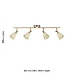 First Choice Lighting Set Of 2 Lincoln - Antique Brass & Cream 4 Way Ceiling Spotlights - thumbnail 4