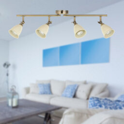 First Choice Lighting Set Of 2 Lincoln - Antique Brass & Cream 4 Way Ceiling Spotlights - thumbnail 6