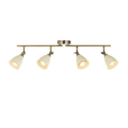 First Choice Lighting Set Of 2 Lincoln - Antique Brass & Cream 4 Way Ceiling Spotlights - thumbnail 3