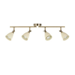 First Choice Lighting Set Of 2 Lincoln - Antique Brass & Cream 4 Way Ceiling Spotlights - thumbnail 2