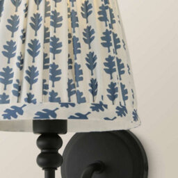 Valuelights Binky Pair Of Black Rechargeable Wall Lights With Blue Floral Shade - thumbnail 3