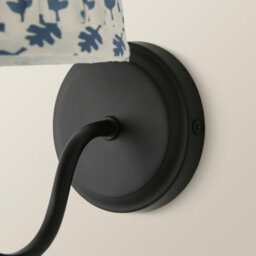 Valuelights Binky Pair Of Black Rechargeable Wall Lights With Blue Floral Shade - thumbnail 4