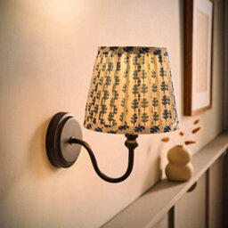 Valuelights Binky Pair Of Black Rechargeable Wall Lights With Blue Floral Shade - thumbnail 5