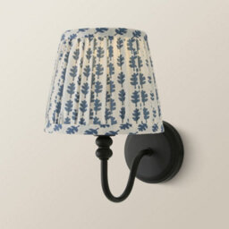 Valuelights Binky Pair Of Black Rechargeable Wall Lights With Blue Floral Shade - thumbnail 6