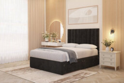Somnior Beds Somnior Alexas Divan Bed Set With Midnight Pocket Sprung Mattress And Headboard Black Plush - thumbnail 4