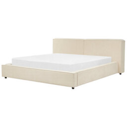 Beliani Bed Corduroy Linards 180 X 200 Cm (Eu Super King) Beige - thumbnail 4