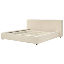 Beliani Bed Corduroy Linards 180 X 200 Cm (Eu Super King) Beige - thumbnail 6