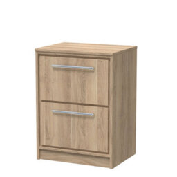 Hudson Reed Lille Floor Standing Two Drawer Contemporary Vanity Unit With Worktop In Bleached Oak, 605 X 460mm - thumbnail 1