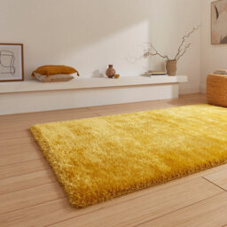 Yellow Plain Shaggy 45mm Thick Stain-Resistant Rug For Bedroom, & Dining Room, Easy To Clean Modern Rug-160Cm X 230Cm - thumbnail 4
