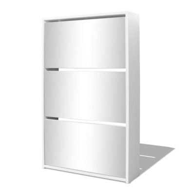 Berkfield Modern Shoe Cabinet 3-Layer Mirror White 63X17X102.5 Cm - image 1