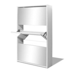 Berkfield Modern Shoe Cabinet 3-Layer Mirror White 63X17X102.5 Cm - thumbnail 4