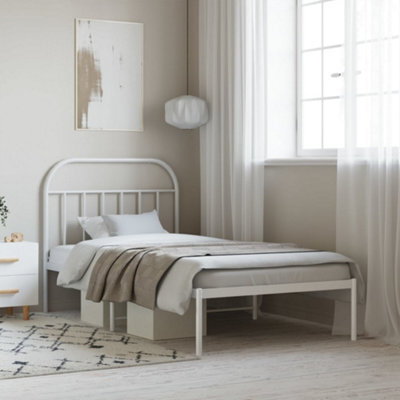 Berkfield Metal Bed Frame With Headboard White 100X200 Cm - image 1