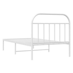 Berkfield Metal Bed Frame With Headboard White 100X200 Cm - thumbnail 8