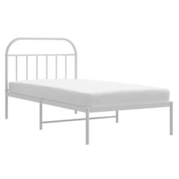 Berkfield Metal Bed Frame With Headboard White 100X200 Cm - thumbnail 4