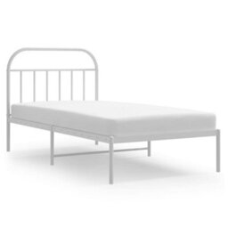 Berkfield Metal Bed Frame With Headboard White 100X200 Cm - thumbnail 2