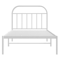 Berkfield Metal Bed Frame With Headboard White 100X200 Cm - thumbnail 6