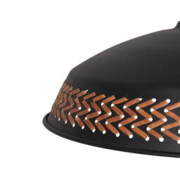 Wyld And Coco Brandlux Large Black Iron Pendant With Pu Leather Braid, Open-Bottom Dome, W42 X D42 X H212 Cm - thumbnail 5