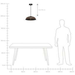 Wyld And Coco Brandlux Large Black Iron Pendant With Pu Leather Braid, Open-Bottom Dome, W42 X D42 X H212 Cm - thumbnail 7