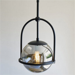 Loops Hanging Ceiling Pendant Light - Matt Black & Smoked Mirror Glass - 10W Led E27 - thumbnail 3
