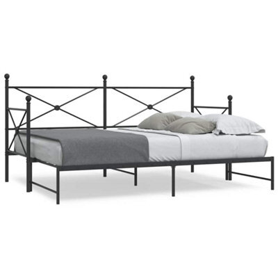 Berkfield Daybed With Trundle Without Mattress Black 90X200 Cm Steel - image 1