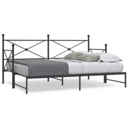 Berkfield Daybed With Trundle Without Mattress Black 90X200 Cm Steel