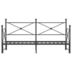 Berkfield Daybed With Trundle Without Mattress Black 90X200 Cm Steel - thumbnail 6