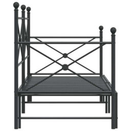 Berkfield Daybed With Trundle Without Mattress Black 90X200 Cm Steel - thumbnail 7