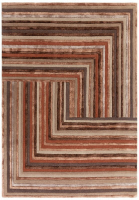 Asiatic Matrix Network Max80 Terracotta Striped Wool Rug-120Cm X 170Cm - image 1