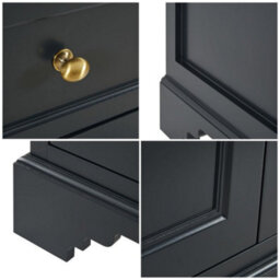 Homestylestore 1210mm Black Grey Bathroom Vanity Unit With Double Basin And Gold Round Handles - thumbnail 3