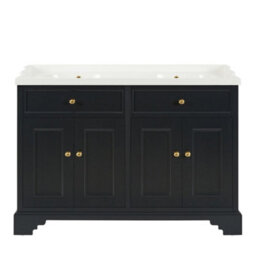 Homestylestore 1210mm Black Grey Bathroom Vanity Unit With Double Basin And Gold Round Handles - thumbnail 2