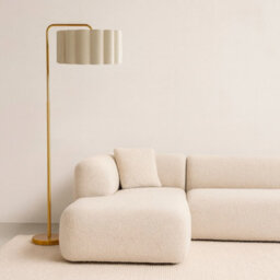 CGC Lighting Cgc Kyra Brushed Gold Angled Floor Lamp With Large Scalloped Lampshade