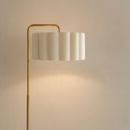 CGC Lighting Cgc Kyra Brushed Gold Angled Floor Lamp With Large Scalloped Lampshade - thumbnail 2