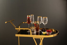 Orsina Elegant 2 Tier Gold And Wavy Design Trolley, Durable Drinks Trolley, Steel Constructed Island Trolley - thumbnail 2