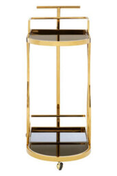 Orsina Elegant 2 Tier Gold And Wavy Design Trolley, Durable Drinks Trolley, Steel Constructed Island Trolley - thumbnail 3