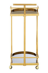 Orsina Elegant 2 Tier Gold And Wavy Design Trolley, Durable Drinks Trolley, Steel Constructed Island Trolley - thumbnail 5