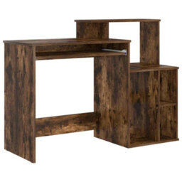 Berkfield Modern Desk With Storage Smoked Oak 120.5X44X88.5 Cm Engineered Wood - thumbnail 1